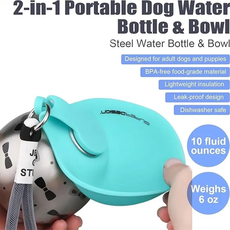 Gourde portable en inox pour animaux
